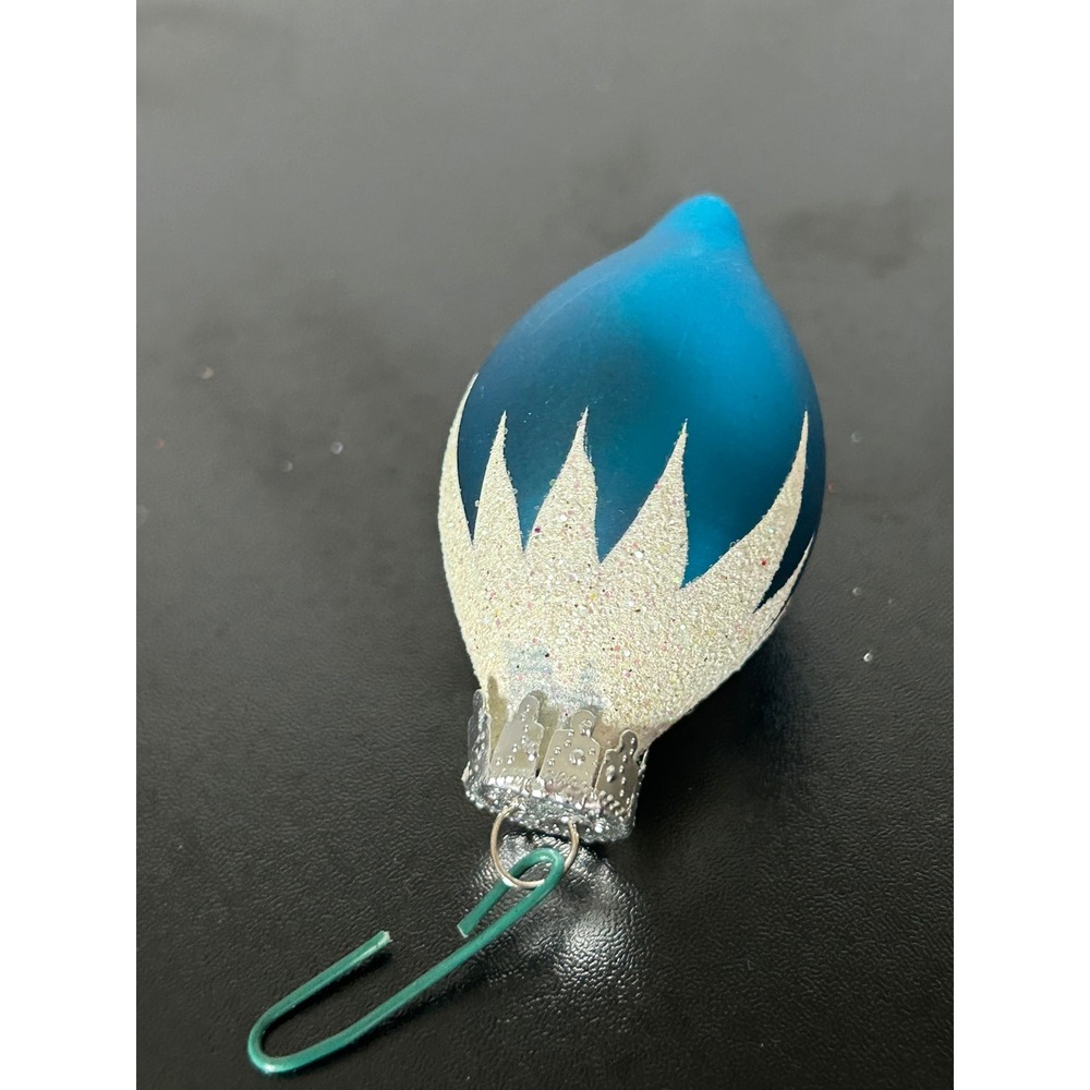 Christmas Ornament Christmas Blue Glitter Starburst Teardrop Glass Collectible